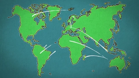 Hand Drawn Loopable World with Connection Lines Stock Footage 89648029