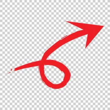 Hand Drawn Looping Black Arrow Icon arrowhead curved shaft Stock Illustration