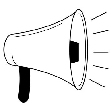 Hand drawn loudspeaker. Device for alerting the audience. Stock Illustration
