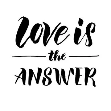 Hand drawn Love is the answer text calligraphy Stock Illustration