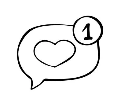 Hand drawn love message notification bubble doodle illustration Stock Illustration