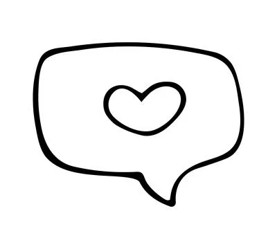 Hand drawn love notification speech bubble with heart in minimal sketch lin.. Stock Illustration