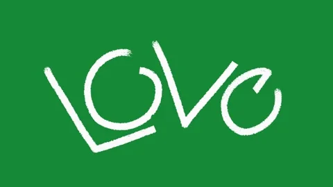 Hand Drawn Love Text and Romantic Typography on Green Screen Background Stock Footage 335124503