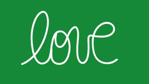 Hand Drawn Love Text and Romantic Typography on Green Screen Background Stock-Footage 335124504