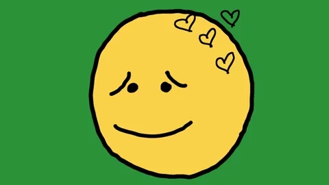 Hand-Drawn Loved Floating Hearts Emoji | 2D Animated Adoration Expression Stockbeeldmateriaal 333983177
