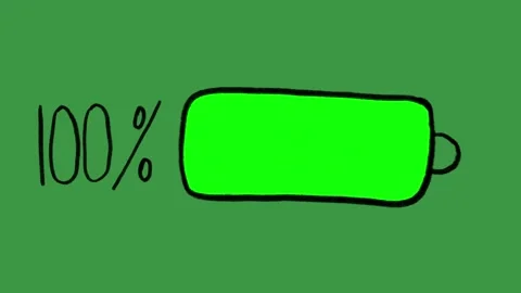 Hand-Drawn Low Battery Warning Animation on Green Screen | Red Doodle Power Stat Stock Footage 318317568