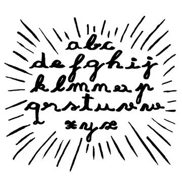 Hand-drawn lowercase letters poster. Abc graphic style. Stock Illustration