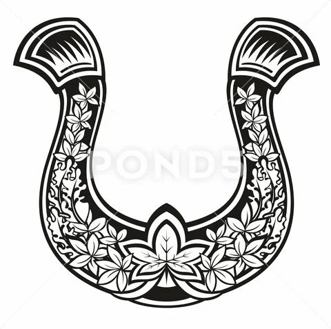 Hand Drawn Lucky Horseshoe Saint Patricks Stock Vector (Royalty