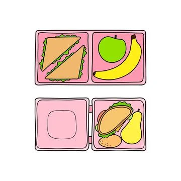 Hand drawn lunch boxes. Stock Illustration