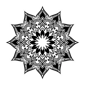Hand drawn luxury mandala creative art style with black and white color Stock Illustration