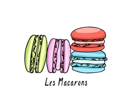 Hand drawn macarons Stock Illustration