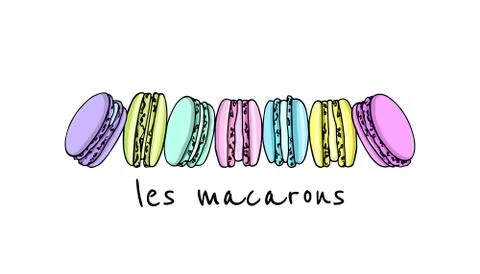 Hand drawn macarons Stock Illustration