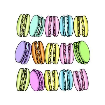 Hand drawn macarons Stock Illustration