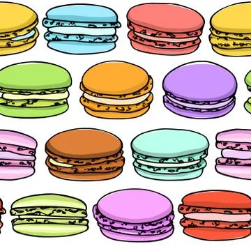 Hand drawn macarons pattern Stock Illustration