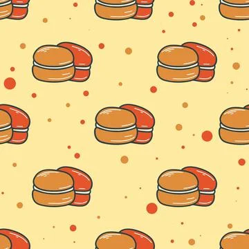 Hand drawn macarons seamless pattern Illustrazione stock