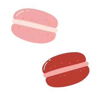 Hand drawn macaroon cookies. Flat vector illustration of sweet dessert, pastr Stock Illustration