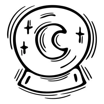 Hand drawn magic ball for predictions. Magical element. Symbol of esoterici.. Stock Illustration
