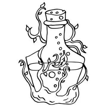 Hand drawn magic bottle. Stock Illustration