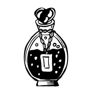 Hand drawn magic bottle isolated on white. Stock Illustration