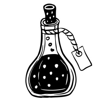 Hand drawn magic bottle isolated on white. Stock Illustration