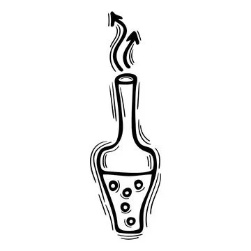 Hand drawn magic bottle with love potion. Witchcraft. Doodle alchemist bott.. Stock Illustration