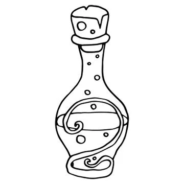 Hand drawn magic bottle. Vector illustration isolated. Stock Illustration