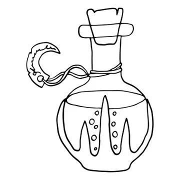 Hand drawn magic bottle. Vector illustration isolated. Stock Illustration
