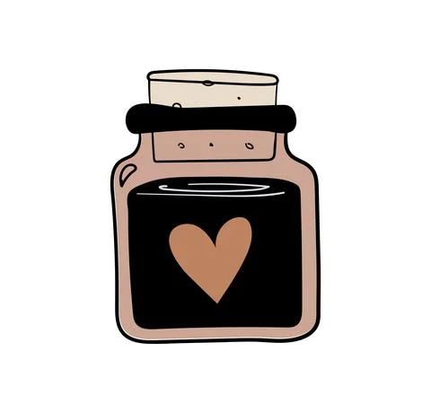 Hand drawn magic bottle for witchcraft, magic boho illustration, love potion  Stock Illustration