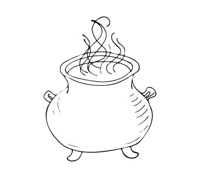 Hand drawn magic cauldron Stock Illustration