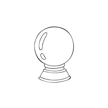 Hand drawn magic crystal ball. Halloween Simple Style Graphic Design. Witch.. Stock Illustration