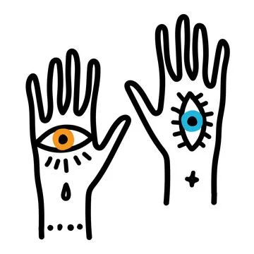 Hand drawn magic elements as hand with the eye Stock Illustration