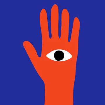 Hand drawn magic elements as hand with the eye Stock Illustration