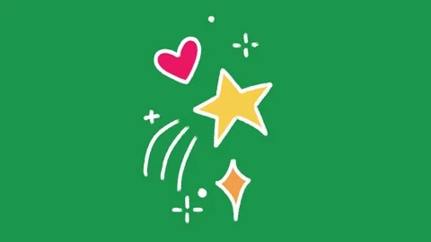 Hand Drawn Magic Heart Shooting Star Animation on Green Screen Overlay Vidéo 336579081