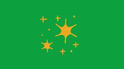 Hand Drawn Magic Sparkle and Twinkle Star Animation on Green Screen Overlay Stock Footage 336578687