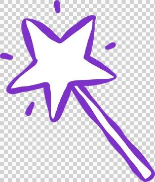 Hand drawn Magic Star Wand Outline Illustration Stock Illustration