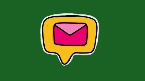Hand-Drawn Mail Envelope Speech Bubble | Yellow Message Icon 2D Animation Stockbeeldmateriaal 332127459