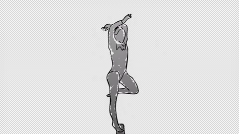A hand drawn man doing Gymnastic with transparent (alpha) background Stock Footage 249619756