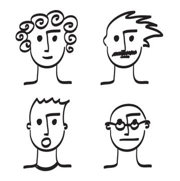 Hand drawn man face vector illustration icon. Stock Illustration