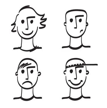 Hand drawn man face vector illustration icon. Stock Illustration