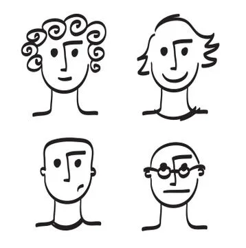 Hand drawn man face vector illustration icon. Stock Illustration