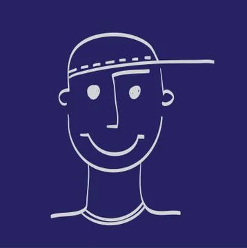 Hand drawn man face vector illustration icon. Stock Illustration