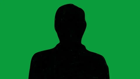 Hand Drawn Man Head Silhouette Character 2D Animation Green Screen Видео 341798406
