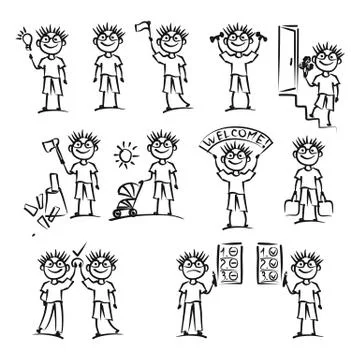 Hand drawn man icons. Vector illustration. Stock Illustration