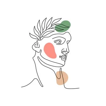 Hand drawn man with leaf wreath 스톡 일러스트