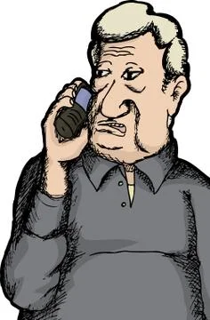 Hand drawn man on phone Stock Illustration
