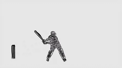 A hand drawn man playing cricket on transparent background Vídeos de archivo 249591140