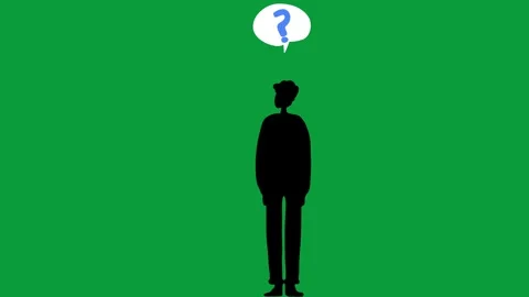 Hand Drawn Man Silhouette Thinking Question Bubble 2D Animation Green Screen 動画素材 341798920