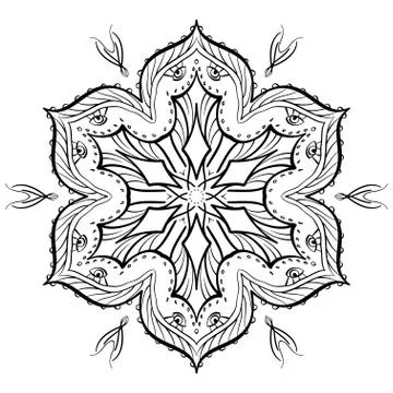 Hand drawn mandala abstract circle ornament vector illustration Stock Illustration