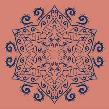 Hand drawn mandala abstract circle ornament vector illustration Stock Illustration
