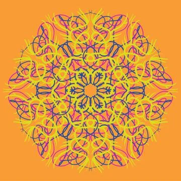 Hand drawn mandala abstract circle ornament vector illustration Stock Illustration